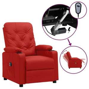 vidaXL Fotoliu rabatabil electric, roșu vin, piele ecologică imagine