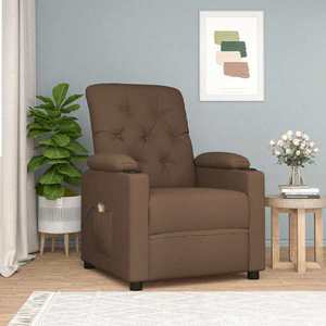 vidaXL Fotoliu de masaj, maro, material textil imagine