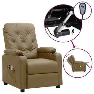 vidaXL Fotoliu de masaj electric, cappuccino, piele ecologică imagine