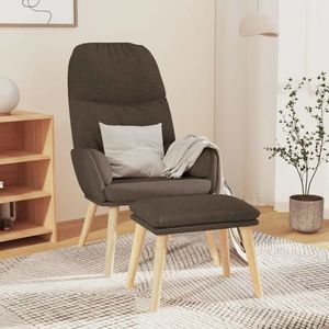 vidaXL Scaun de relaxare cu taburet, gri taupe, textil imagine