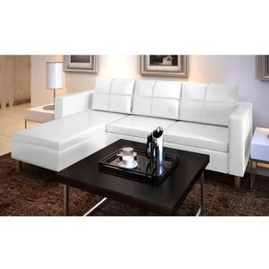 vidaXL Canapea modulară cu 3 locuri, piele artificială, alb imagine