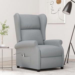 vidaXL Fotoliu rabatabil electric cu spătar aripi, gri deschis, textil imagine