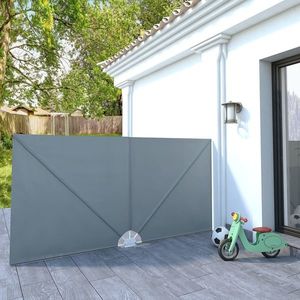 vidaXL Copertină laterală pliabilă de terasă, gri, 300x150 cm imagine