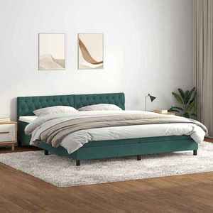 vidaXL Pat box spring cu saltea, verde închis, 200x210 cm, catifea imagine