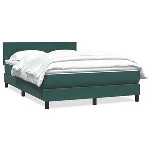 vidaXL Pat box spring cu saltea, Verde închis, 140x210 cm, catifea imagine