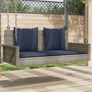 vidaXL Balansoar cu perne gri 119x56x48 cm, poliratan imagine