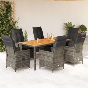 vidaXL Set mobilier de grădină cu perne, 7 piese, gri, poliratan imagine