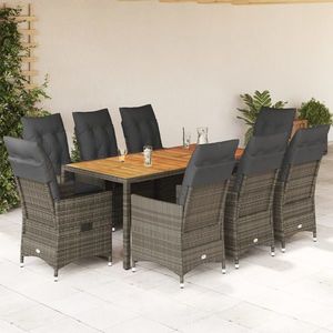 vidaXL Set mobilier grădină cu perne, 9 piese, gri, poliratan imagine
