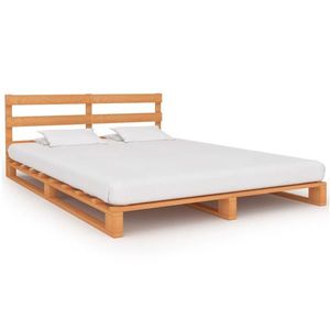 vidaXL Cadru de pat din paleți, maro, 120 x 200 cm, lemn masiv de pin imagine