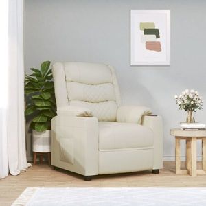 vidaXL Fotoliu rabatabil electric, crem, piele ecologică imagine