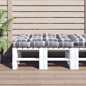 vidaXL Pernă de paleți, gri carouri, 120x80x12 cm, material textil imagine