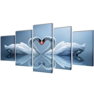 Set tablouri din pânză cu imprimeu lebădă, 100 x 50 cm imagine