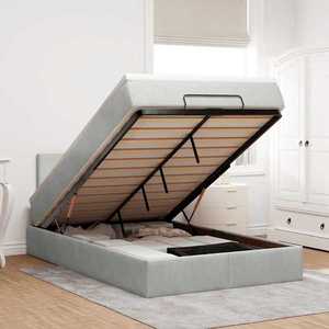 vidaXL Pat otoman cu saltea Gri deschis 120x190 cm catifea imagine