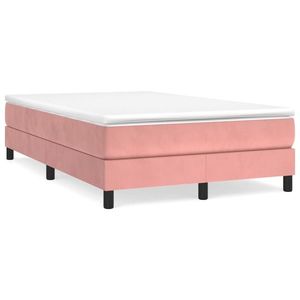 vidaXL Pat box spring cu saltea, negru, 120x190 cm, catifea imagine