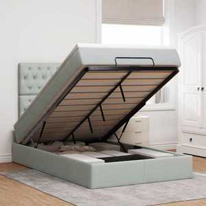 vidaXL Cadru de pat otoman cu saltele Gri deschis 120x190cm catifea imagine