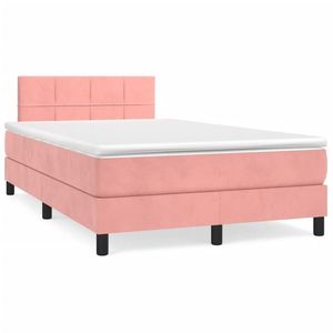 vidaXL Pat box spring cu saltea, negru, 120x190 cm, catifea imagine