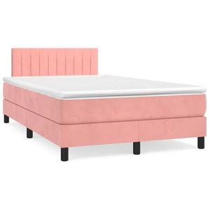 vidaXL Pat box spring cu saltea, negru, 120x190 cm, catifea imagine