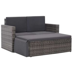 vidaXL Set mobilier de grădină cu perne, 2 piese, gri, poliratan imagine