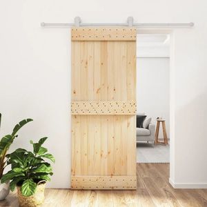 vidaXL Ușă glisantă cu set de feronerie 85x210 cm, lemn masiv de pin imagine