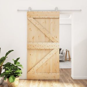 vidaXL Ușă glisantă cu set feronerie, 100x210 cm, lemn masiv de pin imagine
