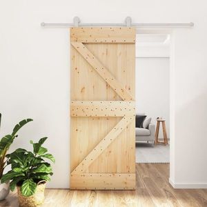 vidaXL Ușă glisantă cu set de feronerie 80x210 cm, lemn masiv de pin imagine