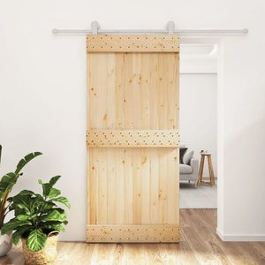 vidaXL Ușă glisantă cu set de feronerie 95x210 cm, lemn masiv de pin imagine
