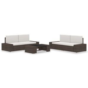 vidaXL Set mobilier de grădină, 5 piese, maro, poliratan imagine
