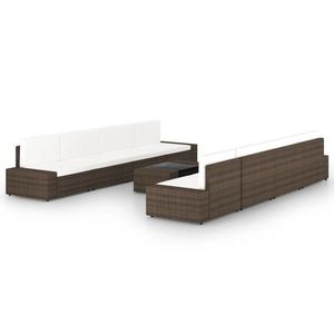 vidaXL Set mobilier de grădină cu perne, 9 piese, maro, poliratan imagine