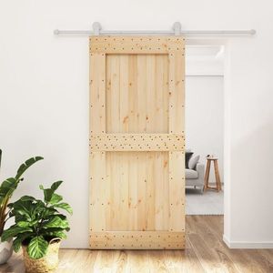 vidaXL Ușă glisantă cu set de feronerie 95x210 cm, lemn masiv de pin imagine