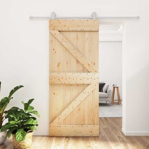 vidaXL Ușă glisantă cu set feronerie, 90x210 cm, lemn masiv de pin imagine