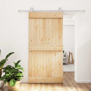 vidaXL Ușă glisantă cu set feronerie, 100x210 cm, lemn masiv de pin imagine