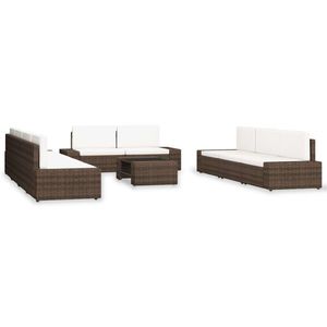vidaXL Set mobilier de grădină, 10 piese, maro, poliratan imagine