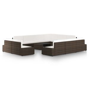 vidaXL Set mobilier de grădină cu perne, 12 piese, maro, poliratan imagine