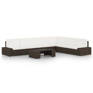 vidaXL Set mobilier de grădină cu perne, 7 piese, maro, poliratan imagine