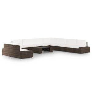 vidaXL Set mobilier de grădină cu perne, 10 piese, maro, poliratan imagine