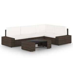 vidaXL Set mobilier de grădină cu perne, 5 piese, maro, poliratan imagine