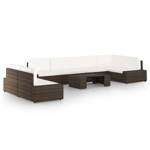 vidaXL Set mobilier de grădină cu perne, 8 piese, maro, poliratan imagine