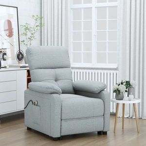 vidaXL Fotoliu de masaj electric rabatabil, gri deschis, textil imagine