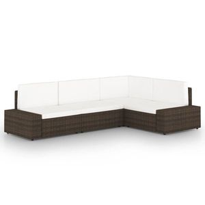 vidaXL Set mobilier de grădină, 4 piese, maro, poliratan imagine