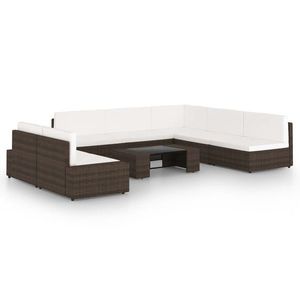 vidaXL Set mobilier de grădină cu perne, 8 piese, maro, poliratan imagine