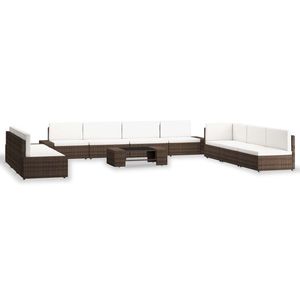 vidaXL Set mobilier de grădină, 10 piese, maro, poliratan imagine