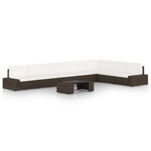 vidaXL Set mobilier de grădină cu perne, 8 piese, maro, poliratan imagine