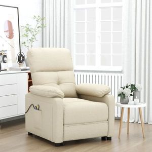 vidaXL Fotoliu de masaj electric rabatabil, crem, textil imagine