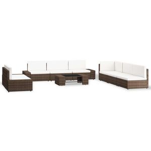 vidaXL Set mobilier de grădină, 9 piese, maro, poliratan imagine