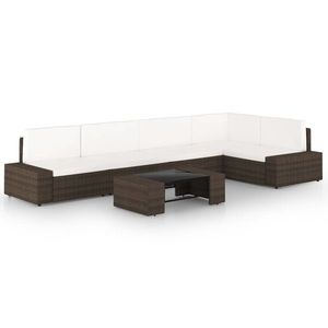 vidaXL Set mobilier de grădină cu perne, 6 piese, maro, poliratan imagine