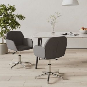 vidaXL Scaune de bucătărie pivotante, 2 buc., gri închis, textil imagine