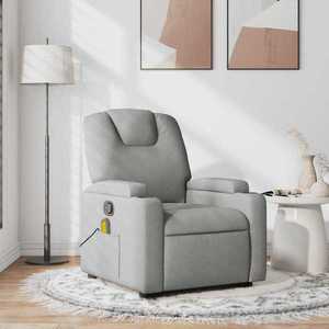 vidaXL Fotoliu de masaj rabatabil, gri deschis, textil imagine