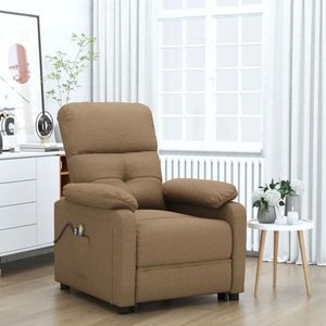 vidaXL Fotoliu de masaj electric, maro, material textil imagine