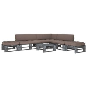 vidaXL Set mobilier de grădină cu perne, 6 piese, lemn gri tratat imagine