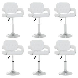 vidaXL Scaune de bucătărie pivotante, 6 buc., alb, piele ecologică imagine